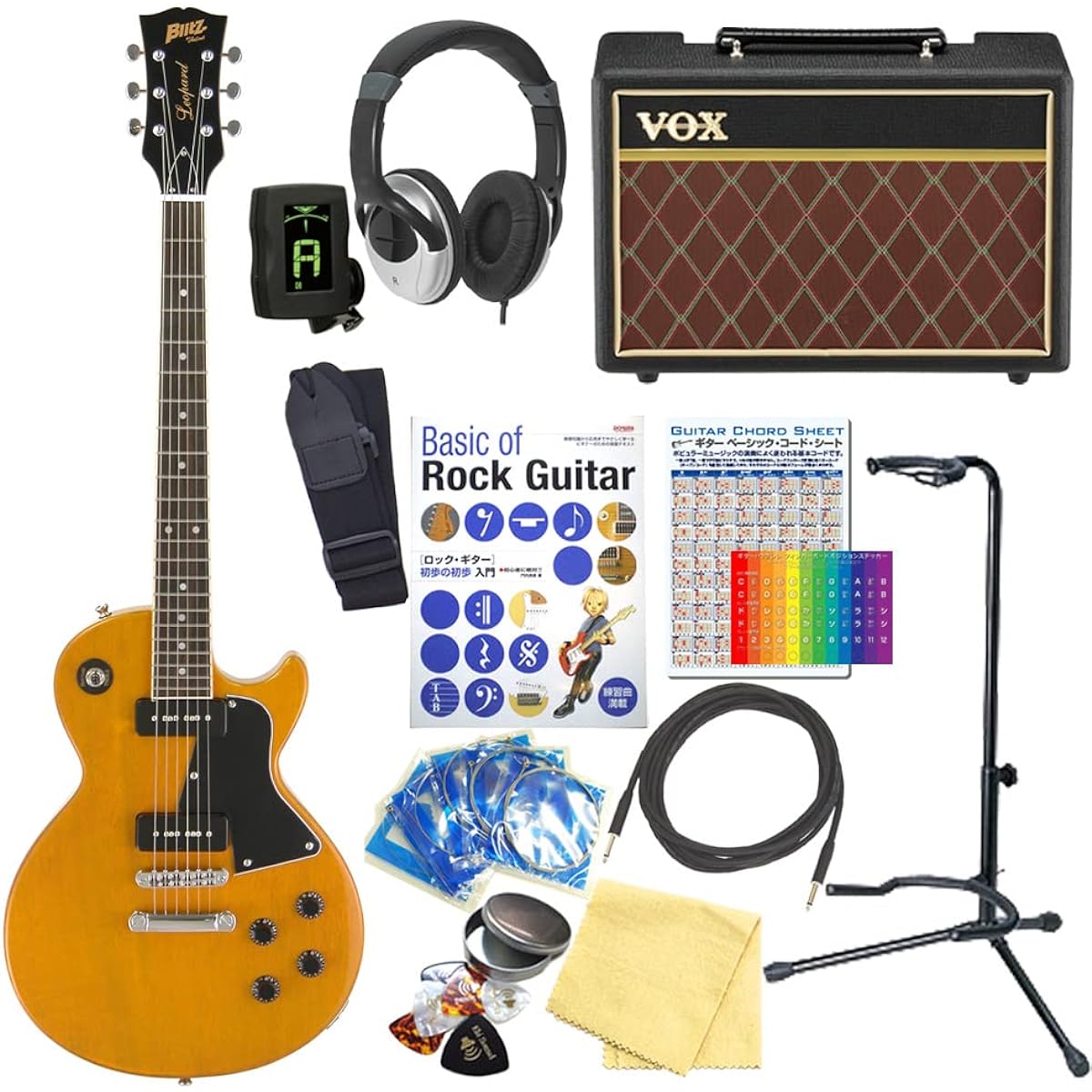 Electric Guitar Beginner Set Les Paul Special Type 15-piece Set with VOX Amplifier Blitz BLP-SPL YL