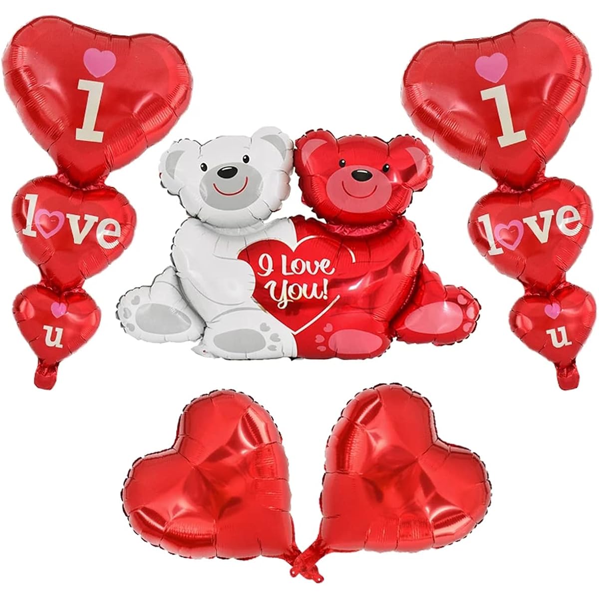 GULELAYAR Red Balloons Valentine's Day Party Decoration Hug Bear Balloons Aluminum Film Balloons Heart Balloons Wedding Baby Shower Birthday Gift Home Decor
