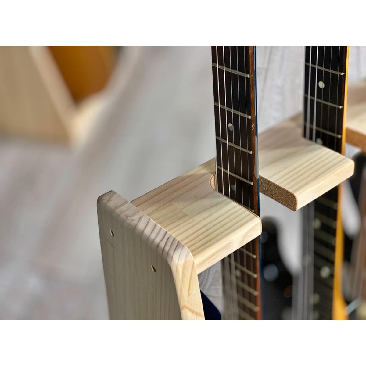 WOODWORKS Made in Japan Guitar Stand for Acoustic Guitar, 3-piece Holder (Light Brown)
