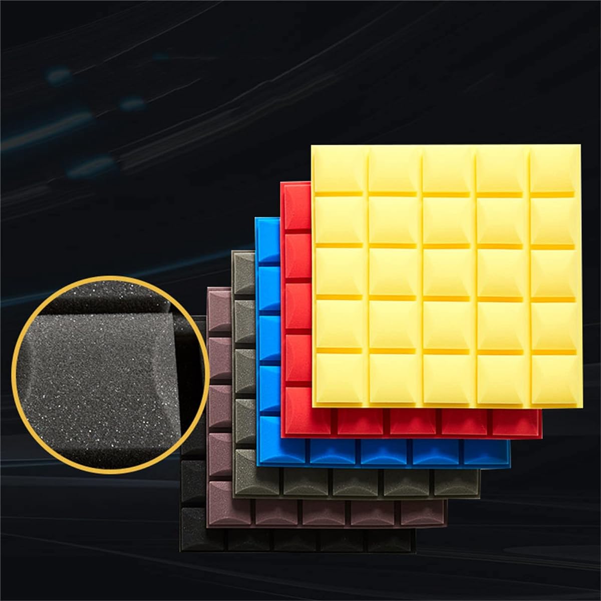 Sound Absorbing Panels, 2" Thick Soundproofing Foam Panels 10 Pack Set 50*50*5CM Soundproof Panels Wedge Wall Tiles for Home Studio (F 50*50*5CM) (G 50*50*5CM)