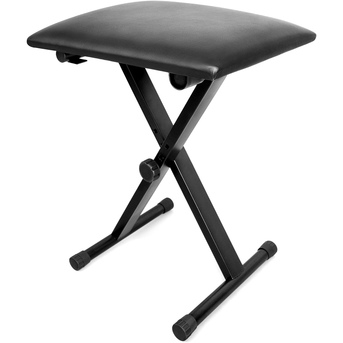 MUZNOTE Piano Bench, Adjustable Keyboard Bench, Padded Keyboard Chair Seat, X-Style, Foldable, Flame Retardant Cotton, Anti-Slip Waterproof Design, Black