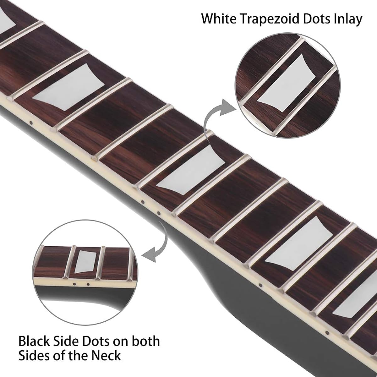 Electric Guitar Neck DIY Gibson LP Guitar Parts Replacement 22 Fret Maple Neck Rosewood Fretboard White Trapezoid Dot Inlay Black Gloss 1