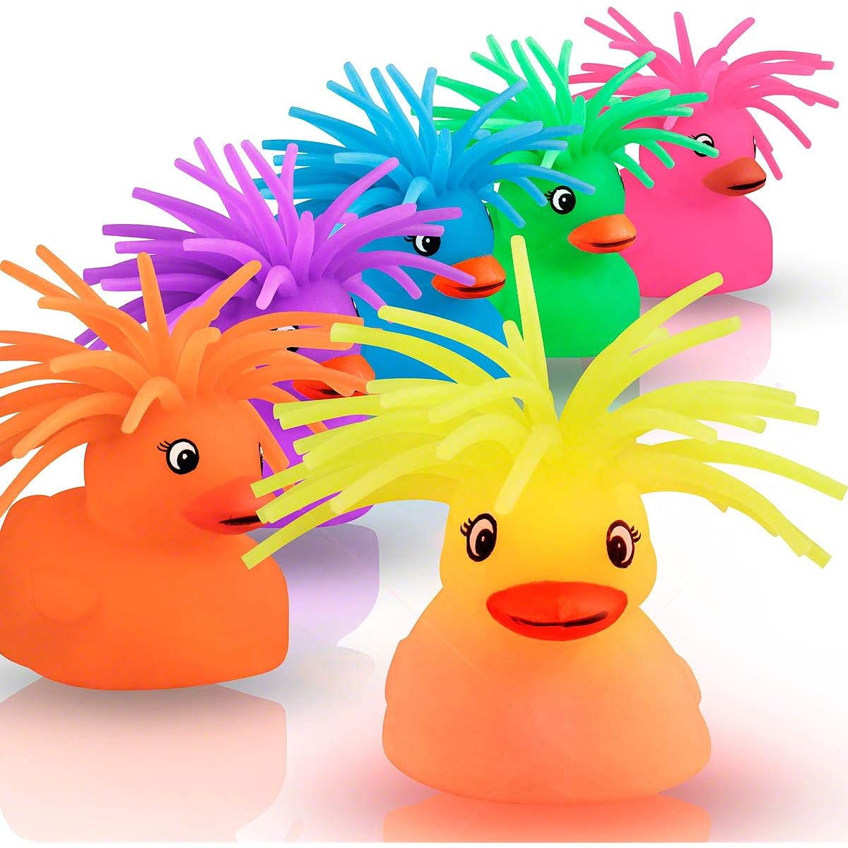 Light Up Funky Flashing Disco Ducks Crazy Puffer Hair (Set of 24)