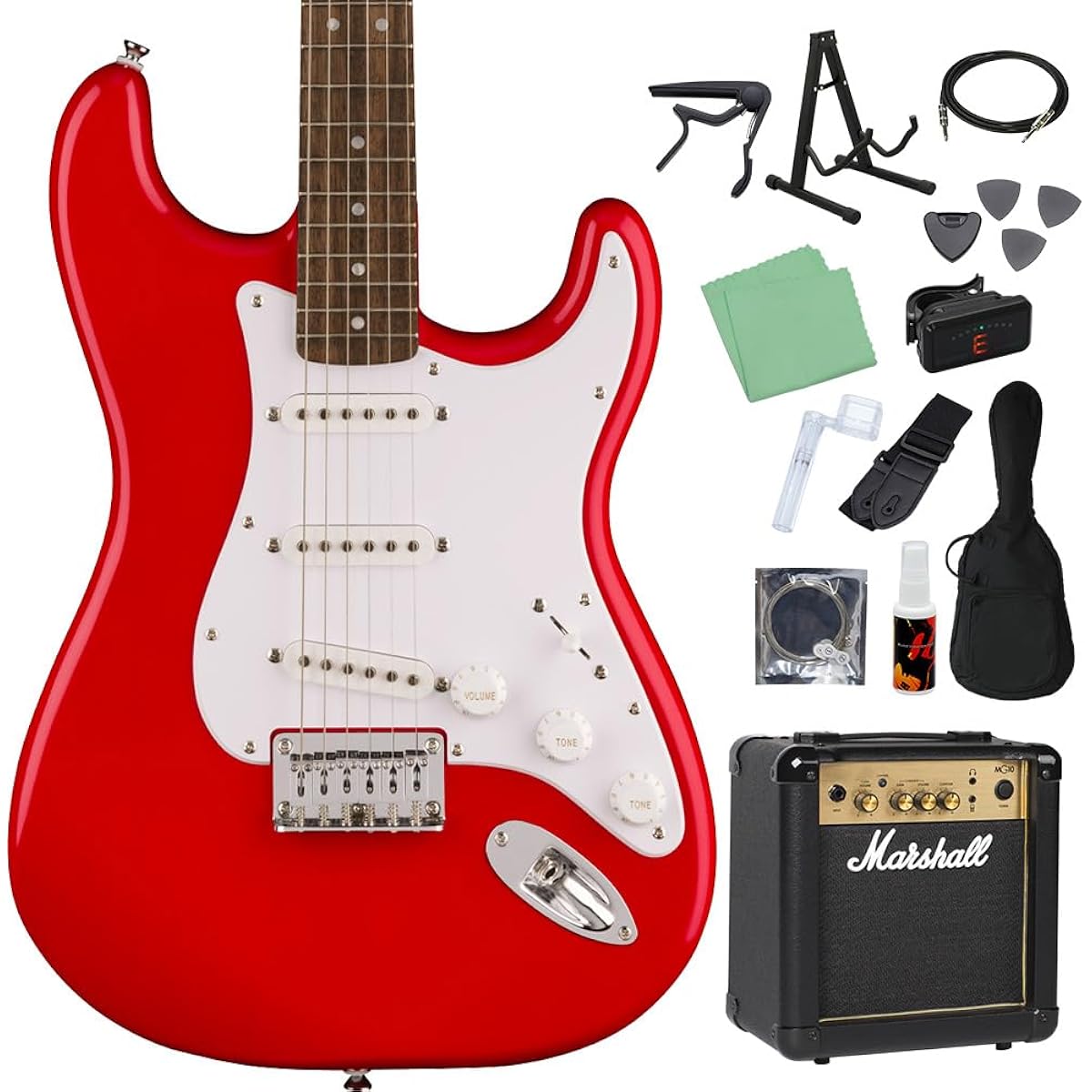 Squier by Fender SONIC STRATOCASTER HT Torino Red 14-piece electric guitar beginner set [with MG10] Stratocaster Hardtail Squier/Squier