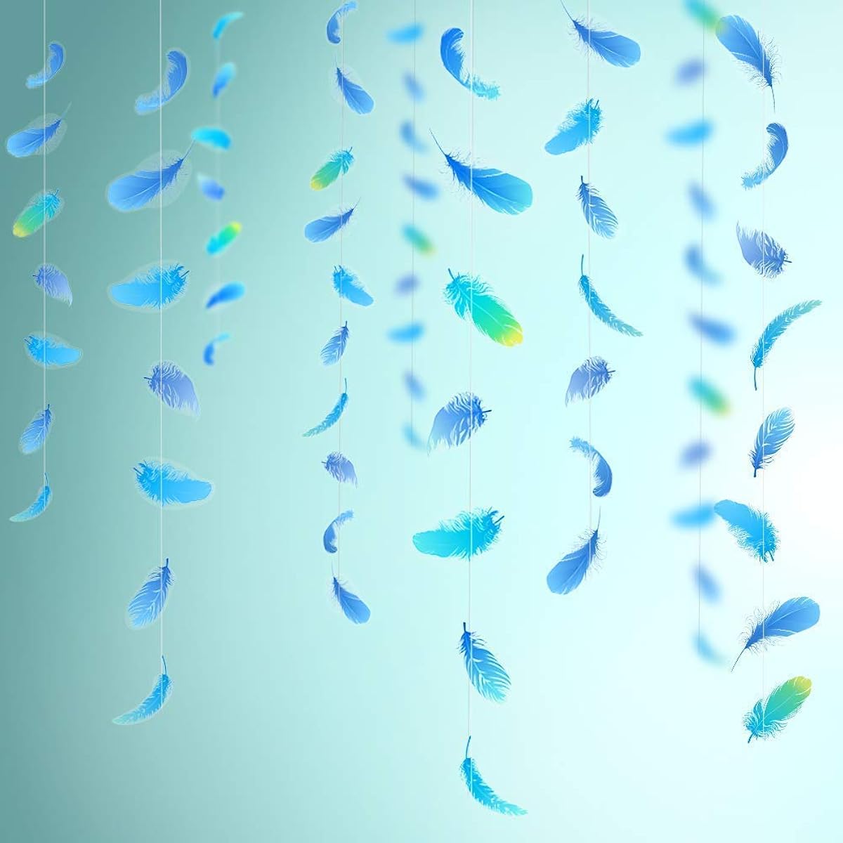 decor365 Blue Feather Garland Kit Home Wedding Party Decoration Elegant Hanging Decoration Wedding Feathers Background for Z Keys Room Nursery Baby Shower Bridal Shower Birthday Engagement Valentine's Day