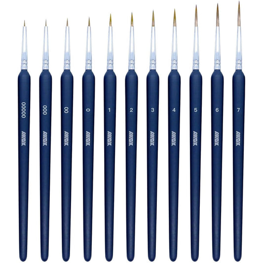 11pcs Fine Detail Paint Brush Set Fine Tip Paint Brush Miniature Mini Paint Brushes for Watercolor, Oil, Acrylic, Face, Nail, Line Drawing for Scale Model Painting (00000#-7#) Dark Blue XZHY