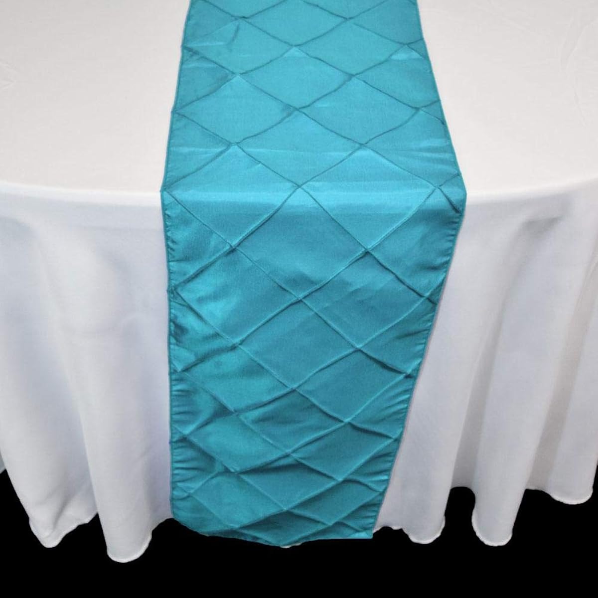 Quasimoon PaperLanternStore.com Turquoise Pintuck Chameleon Table Runner - 12" x 108"