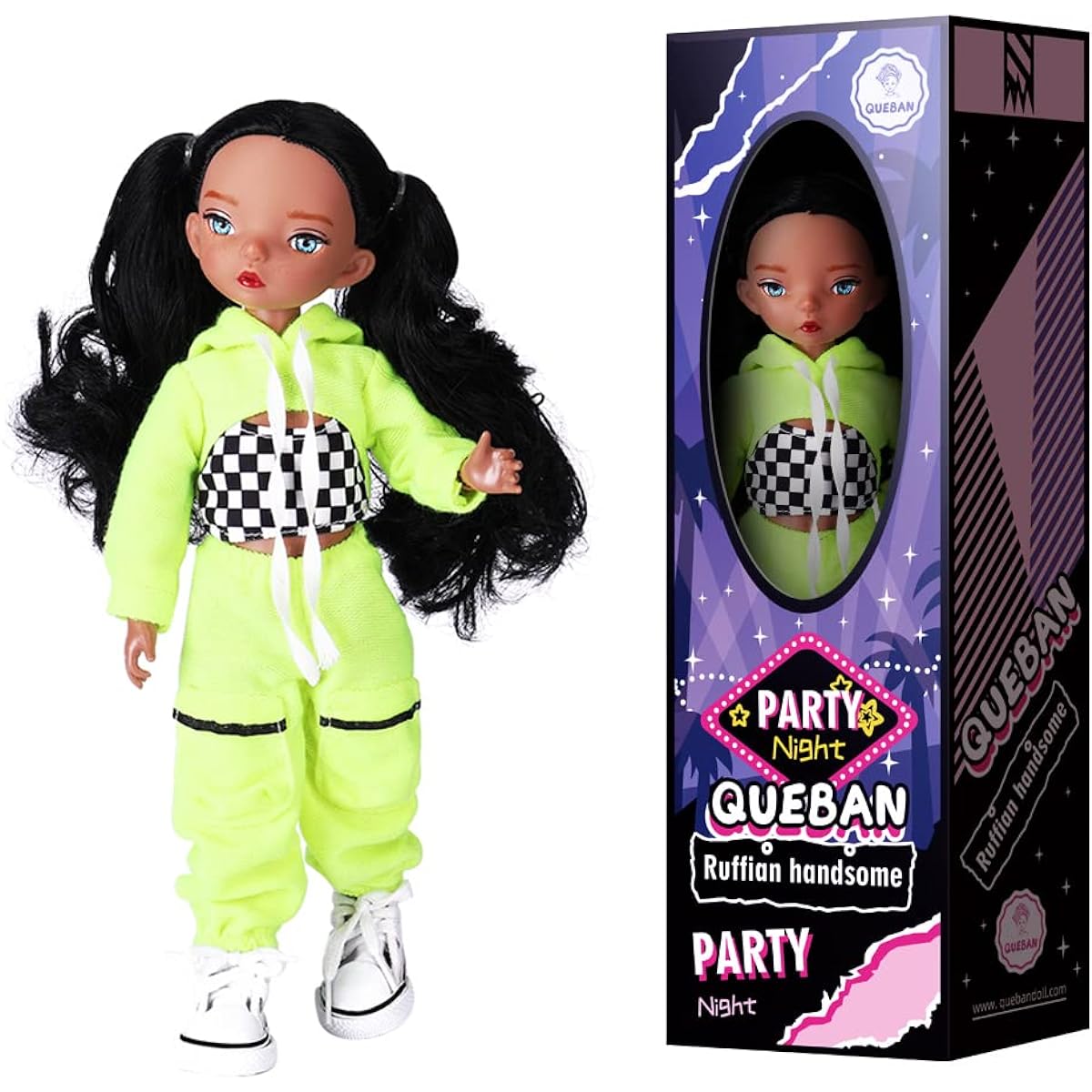 Jesui Keban Doll, Posable Fashion Doll with Fluorescent Outfit and Ponytail, Designer Recommended Changeable Hands, Great Gift for Kids and Collectors Ages 6-12, 11 1/2 Inch