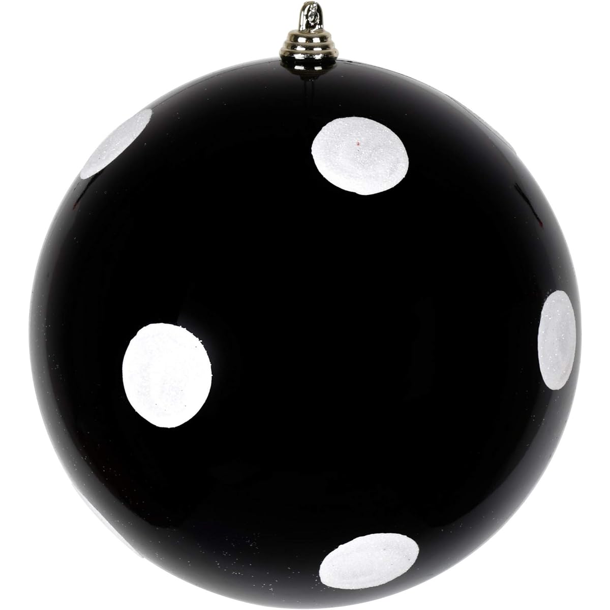 Vickerman 6" Black Candy Finish Ball Ornaments with White Glitter Dots, Bag of 4