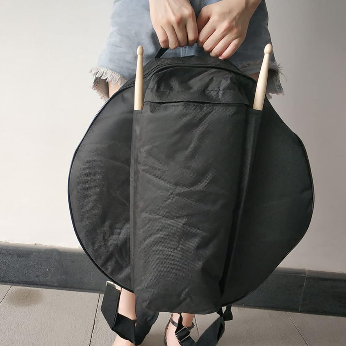 EXCEART Drum Bag Snare Drum Bag Portable Oxford Cloth Drum Case Backpack Snare Drum Accessories for Gig Marching Band Storage and Transport 14" Black