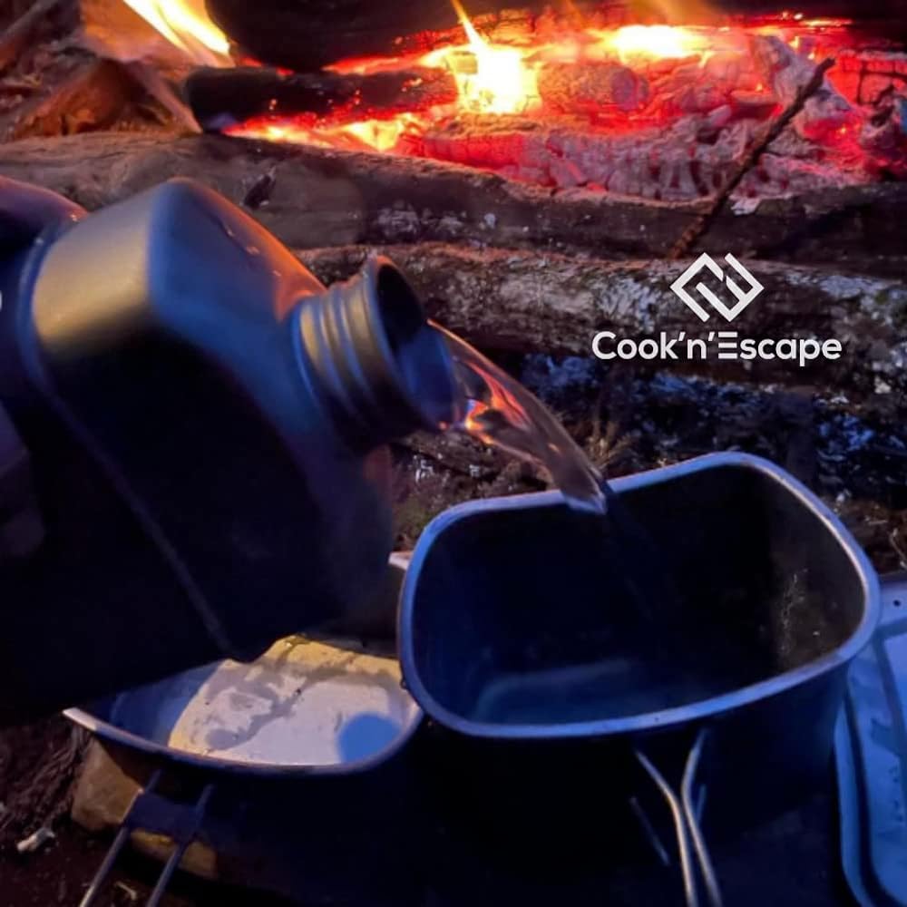 COOK'N'ESCAPE Titanium Canteen, 1 liter, lightweight, open fire, large capacity, wide opening, combination with rice bowl, kettle, hot water bottle, mountain climbing, camping, storage bag included [Eligible invoices will be issued]