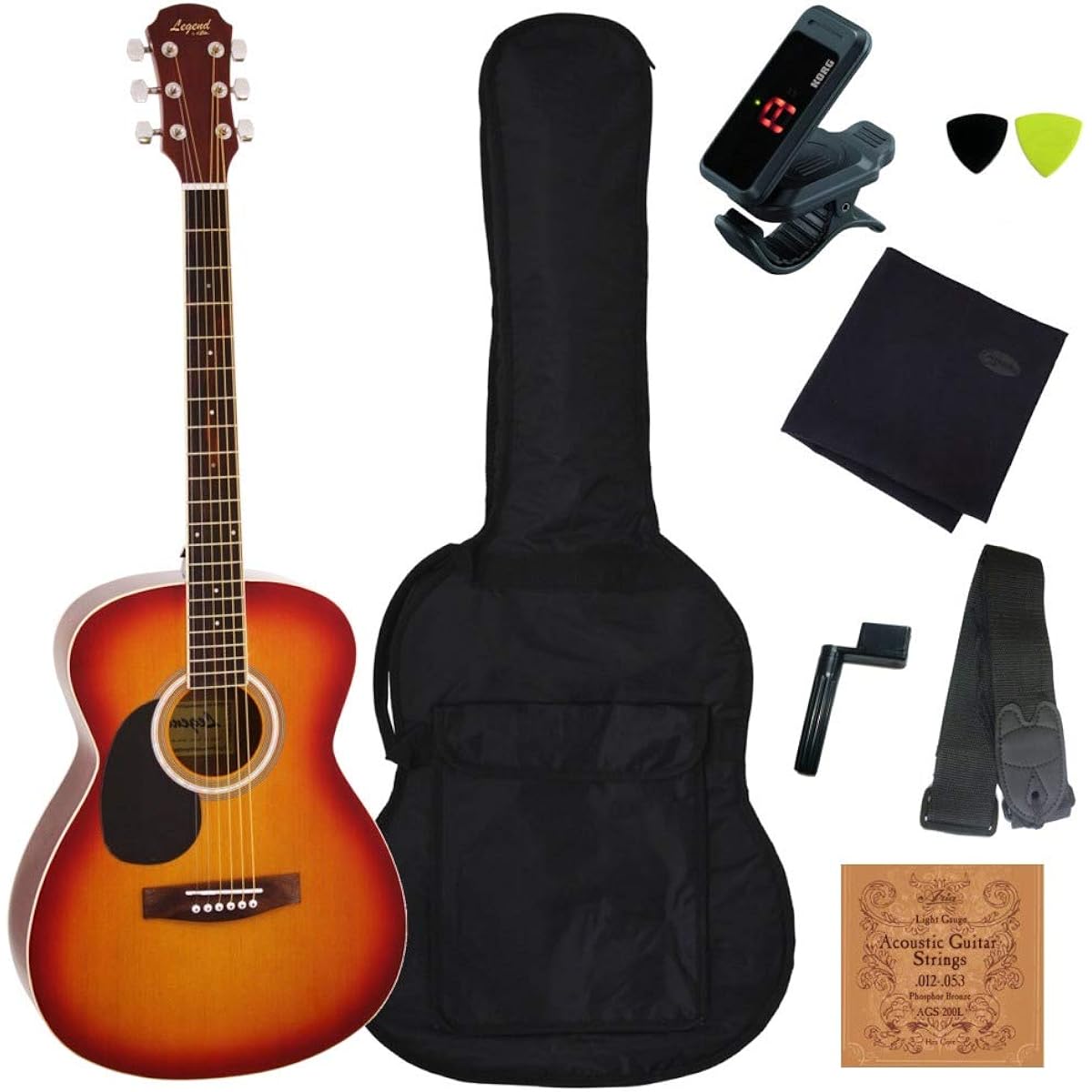 [Standard 8-piece set] Legend FG-15 LH Left Hand Legend by Aria ProII Folk Guitar Beginner Set/CS