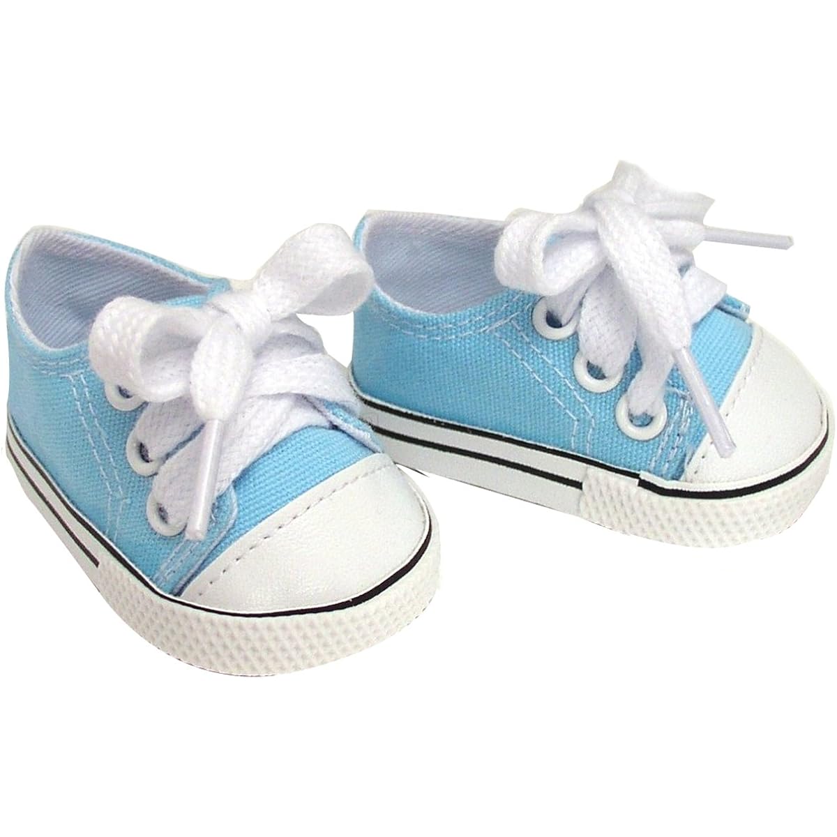 Blue Doll Shoes, Fits American Girl Dolls Sneakers, Light Blue Canvas