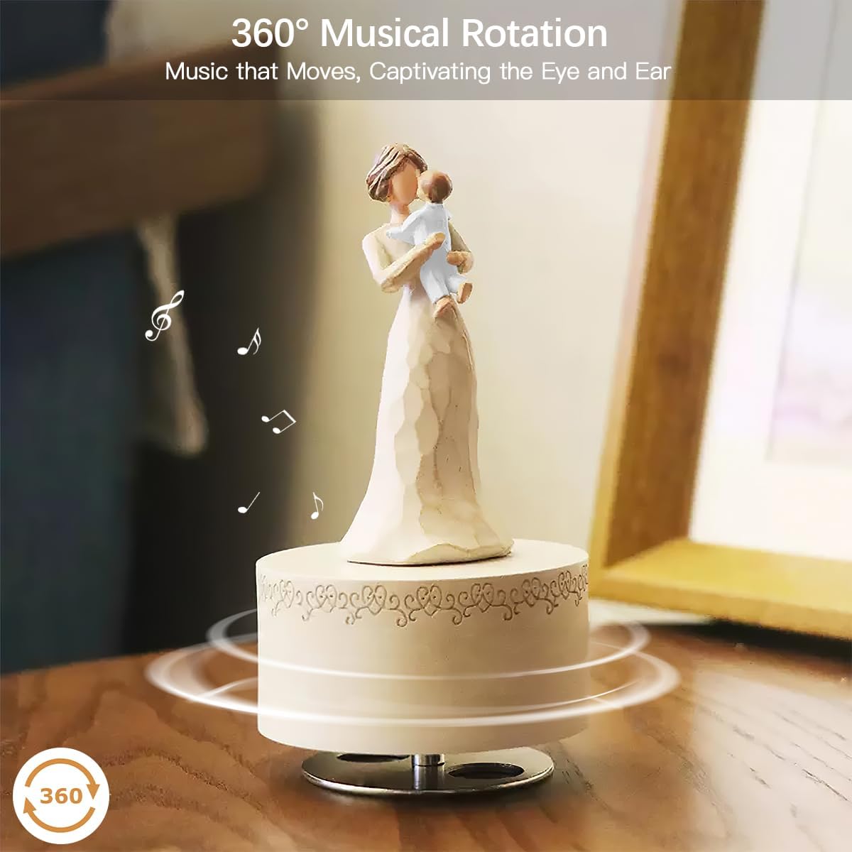 Saeifin Music Box Gifts for Mom, Mother and Baby Sculpture Statue, Hand Painted Collectible Figurine, Baby Gifts from Mom, Mother's Day, Thanksgiving, Birthday Gifts for Mom and Baby, You are My Sunshine
