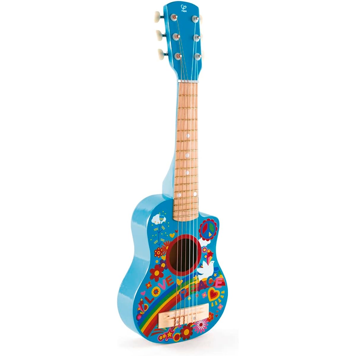 Hape My First Guitar Flower Power, ages 3 and up, wooden musical instrument toy, E0600