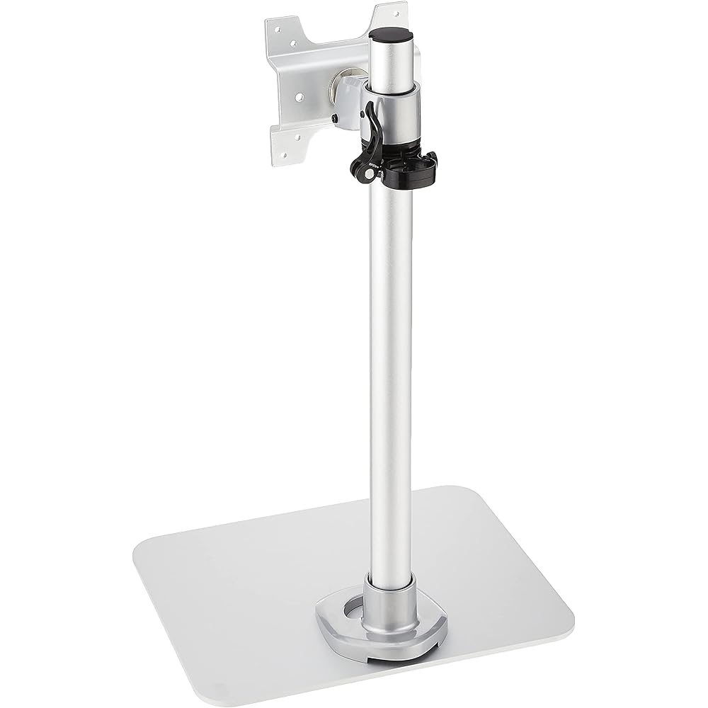 StarTech.com Single LCD Monitor Stand, Adjustable Angle and Height, Compatible with 12-34 inch VESA Standard Monitors, Premium Steel, Silver ARMPIVSTND