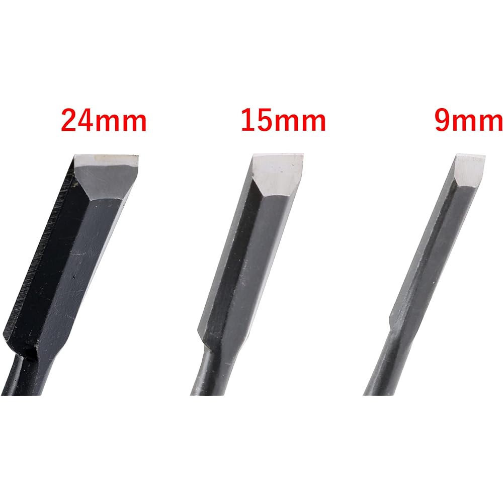 Gisuke Takagi Add-on only 9/15/24mm Set of 3 [For woodworking, installing hinges, correcting grooves on thresholds, etc.] [Mortise carving, step notches, Kumite] TAKAGI woodworking chisel tool DIY chisel planer woodworking chisel set