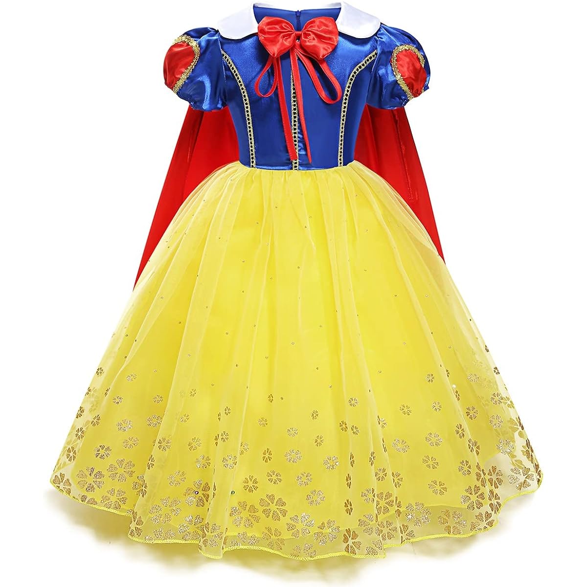 MYRISAM Snow White Princess Dress Up Costume Girls Halloween Carnival Cosplay Christmas Birthday Party Dress with Cloak 4-5 Years Yellow MRS0897