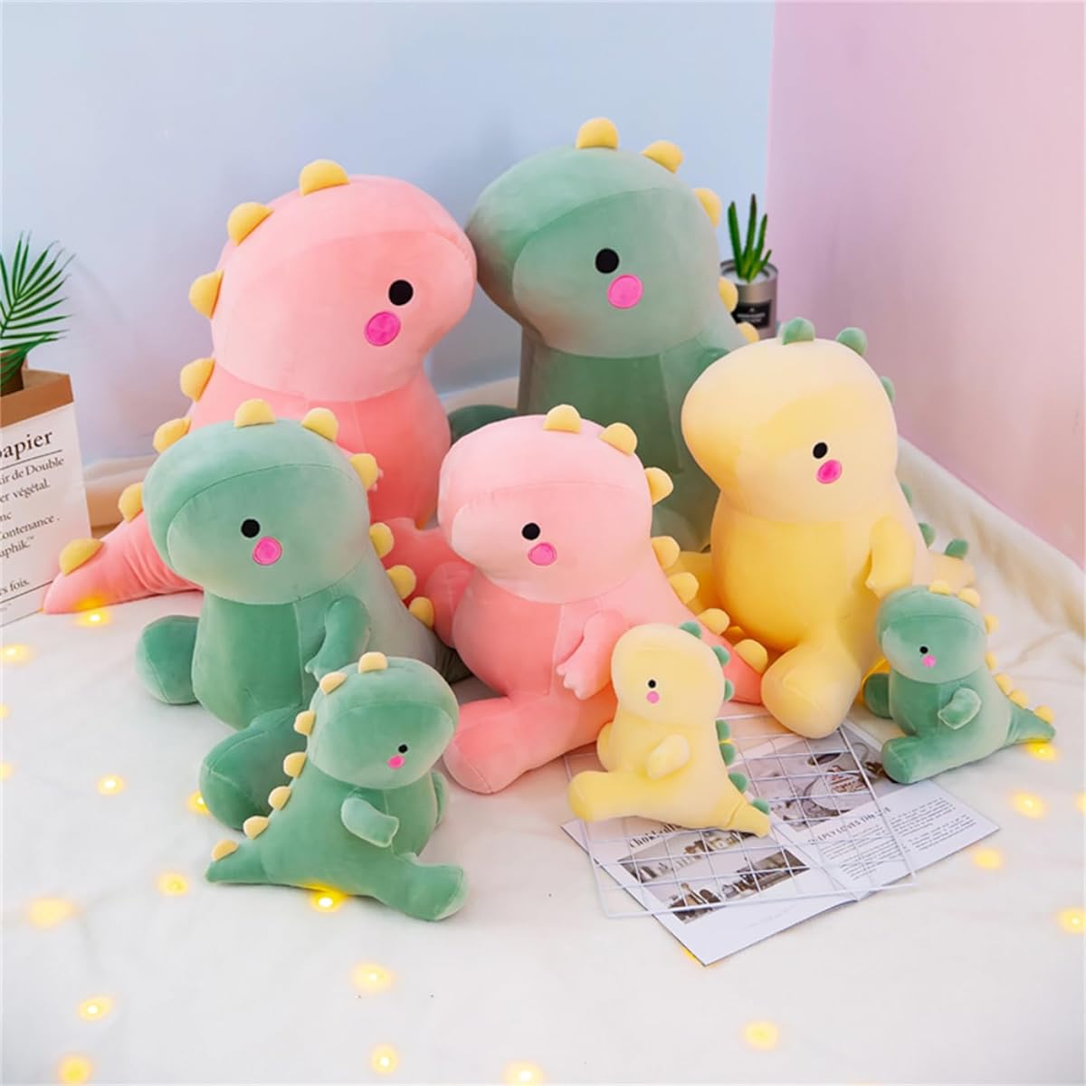 Loskv Dinosaur Plush Toy, Cute Dinosaur Stuffed Animal, Soft Animal Plush Toy, Cartoon Dinosaur Plush Pillow, Birthday Gift for Kids, Girls, Boys, Green 23.6 Inch