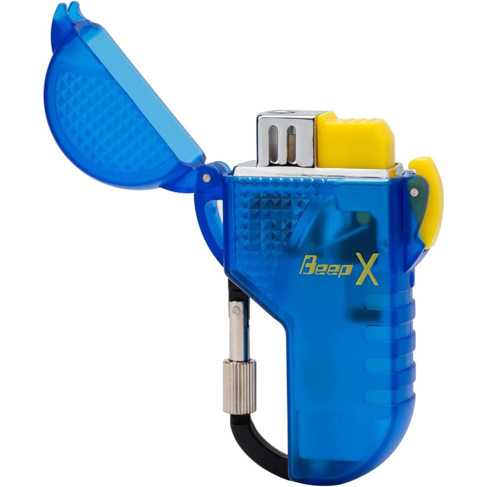 Windmill Turbo Lighter Blue Clear BEEPX with Logo Sticker Waterproof Fillable BEX-0003K