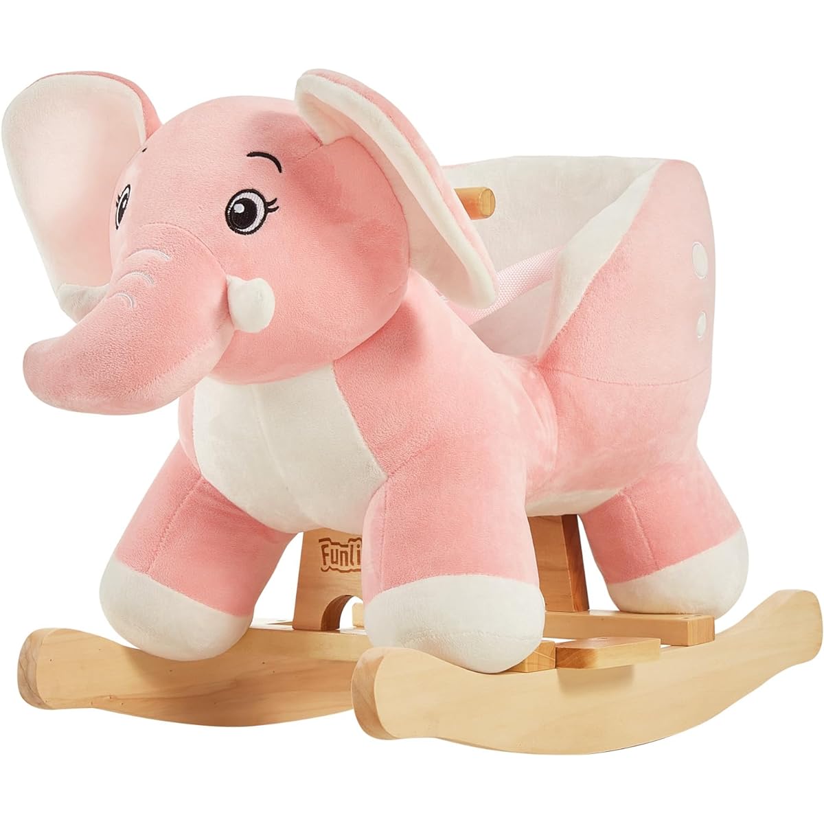 FUNLIO Elephant Baby Rocking Horse for Toddlers 6 Months to 3 Years, Cute and Elegant Pink Elephant Rocker for Baby Girls, Stuffed Animal Ride-On Rocking Animal, Easy to Assemble, CPC & CE Certified