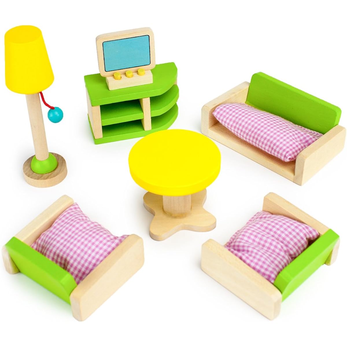Wooden Wonders Luxurious Living Room Set Dollhouse Furniture (10pcs.) by Imagination Generation