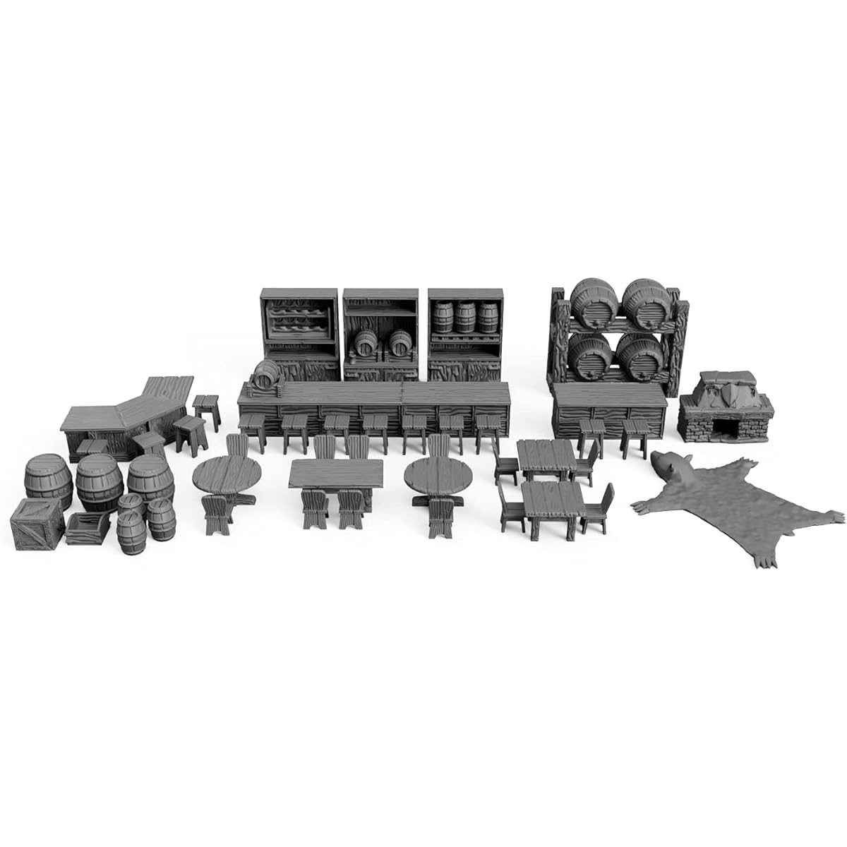 Tavern Bar Furniture Set DND Terrain 28mm Dungeons and Dragons D&D Pathfinder Warhammer 40k RPG Miniatures Age of Sigmar Tabletop D D Dungeons Dragons Gifts