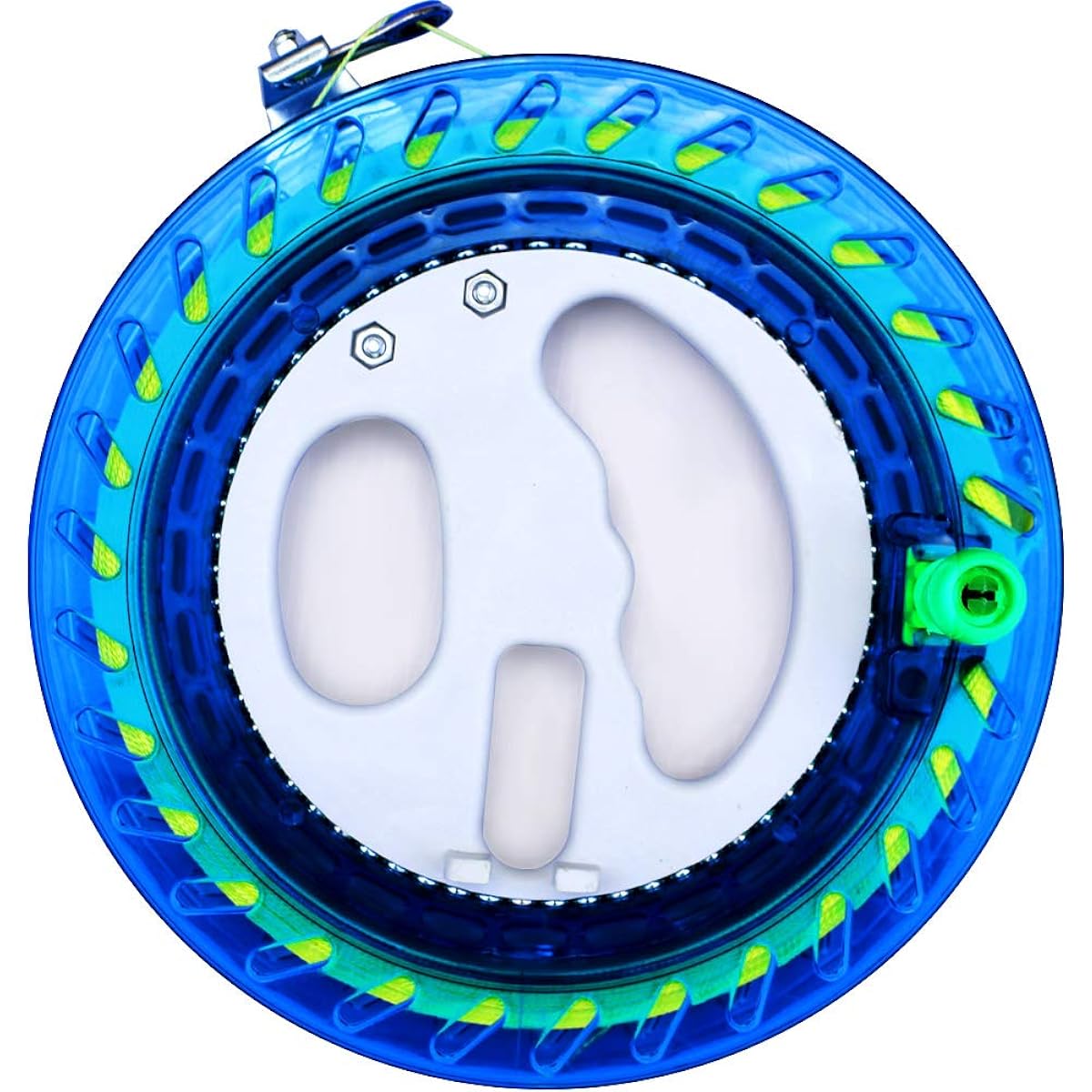 HENGDA KITE Professional Outdoor Kite Line Winder Winding Reel Grip Wheel 650ft (60lb) Flying Line String Flying Tool with Lock for Kids and Adults (Blue 7.2")