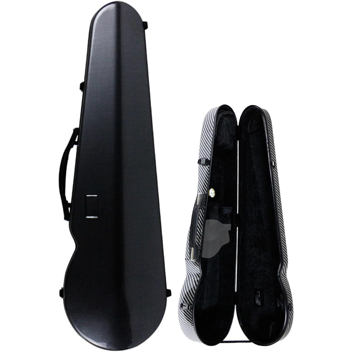 Violin Case, 3/4, 4/4 Universal Violin Hard Case, Professional Violin Case, Portable Lightweight Violin Hard Case, Carbon Fiber Violin Case Backpack with Hygrometer and Soft Pad, Black
