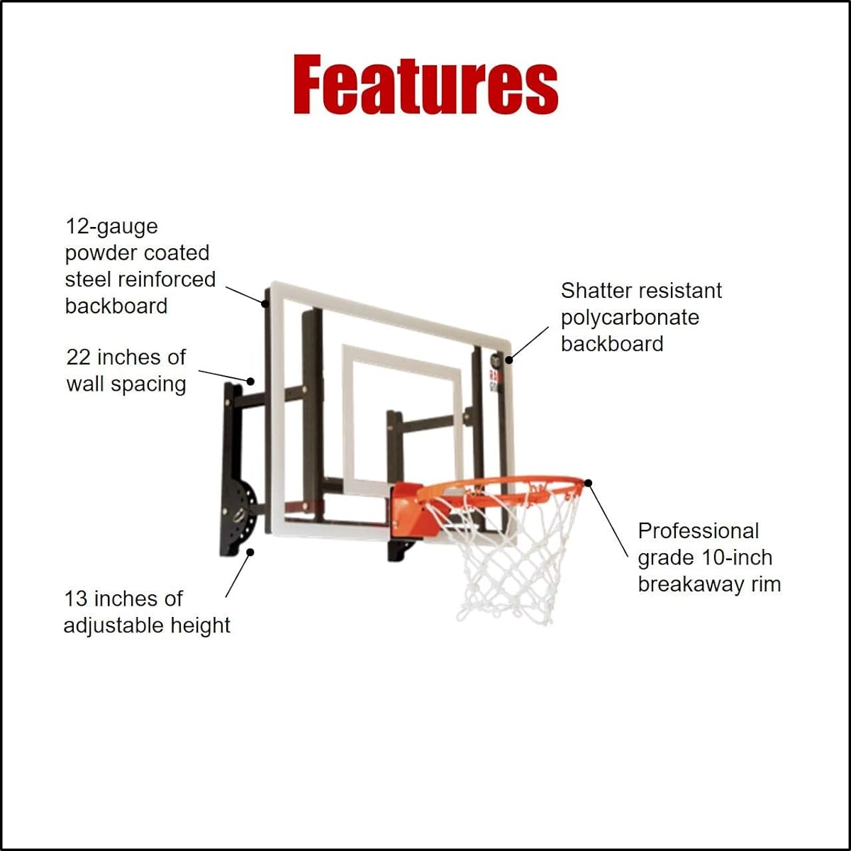 Ramgoal Durable Adjustable Indoor Mini Basketball Hoop and Ball