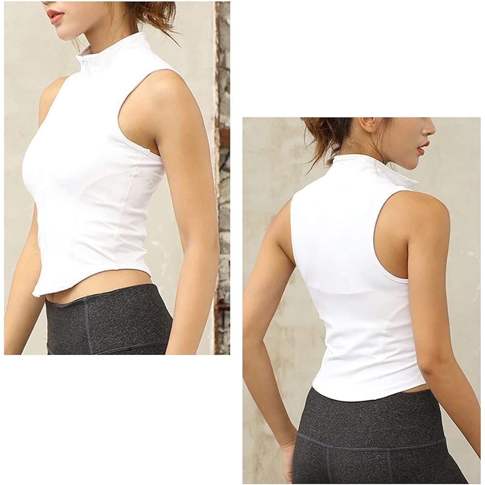 [VeroMan] Women's Sportswear Tops Sleeveless Front Zipper Sweat Absorbent Quick Drying Gym Muscle Training ppi-nsc5