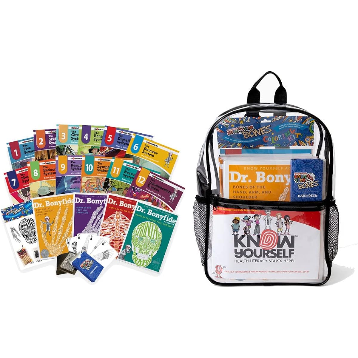 Know Yourself - Human Anatomy for Kids Super Bundle Interactive Activity Workbook to Learn About the Human Body, Skeleton Coloring Kit, Crayons, Educational Playing Cards, Ages 8-12