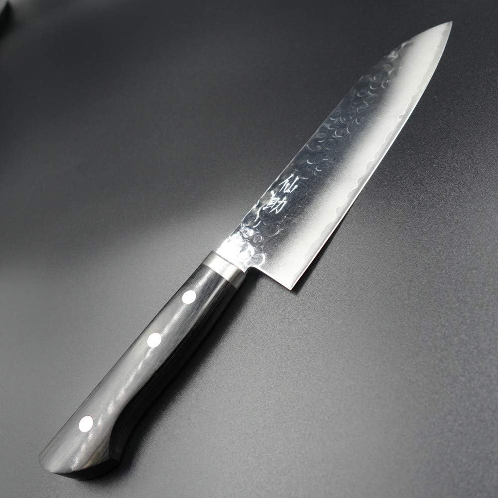 Sensuke Knife VG1 Echizen Uchihamono 165mm Black Plywood Handle Hammer (Santoku Knife 165mm)