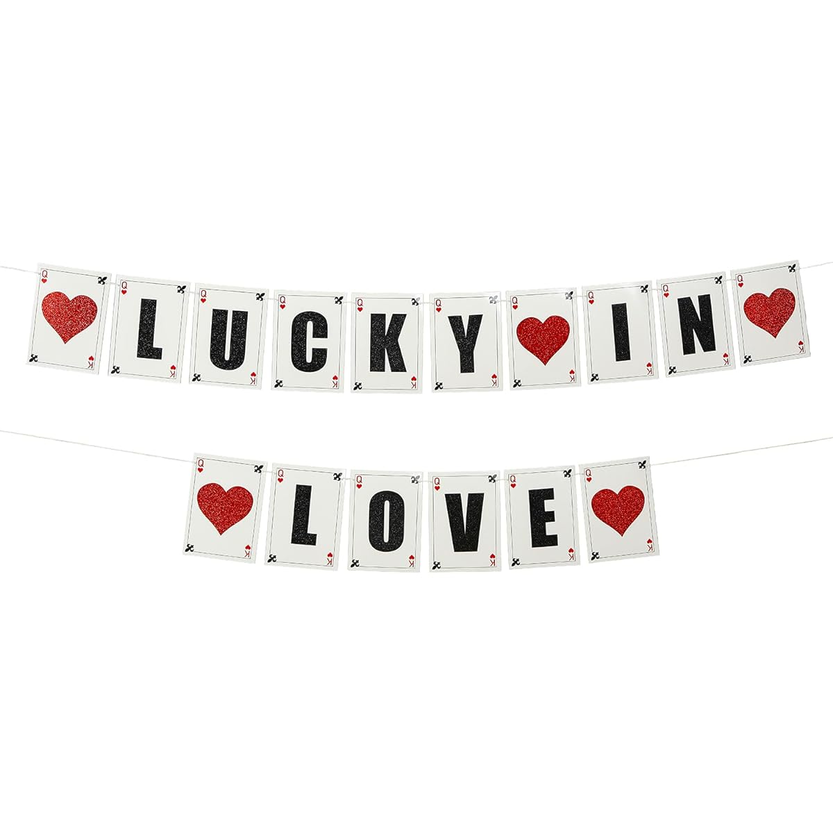 Lucky In Love - Las Vegas Shower Banner - Casino Theme, Casino Banner, Playing Card Banner, Poker Night, Las Vegas Decorations, Las Vegas Wedding, Blackjack, Game Night Props, Casino Decorations, Suit Garland, Card Party