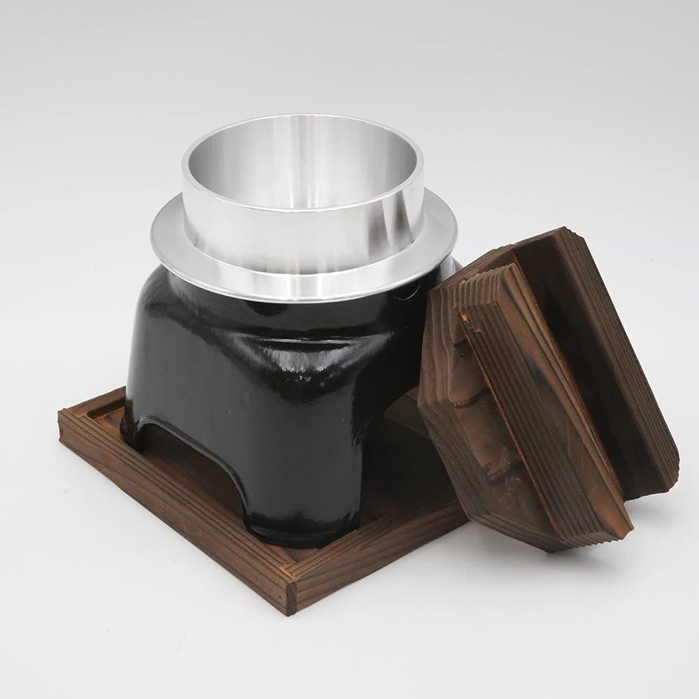 Tonami Shoten Mini Rice Pot, Rice Cooker, Kamado Set, Made in Japan, Black, Outdoor, Camping, Open Fire OK, Repaintable