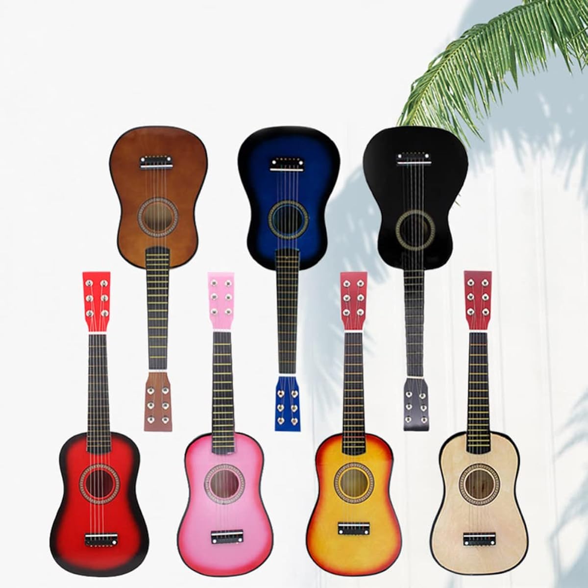 Toddmomy Acoustic Guitar 1 Piece 23 Inch Wooden Guitar, Kids Guitar 6 Strings Toddler Guitar Small Guitar Ukulele Musical Instrument for Children Beginners Adults, Wood Color Wooden Guitar