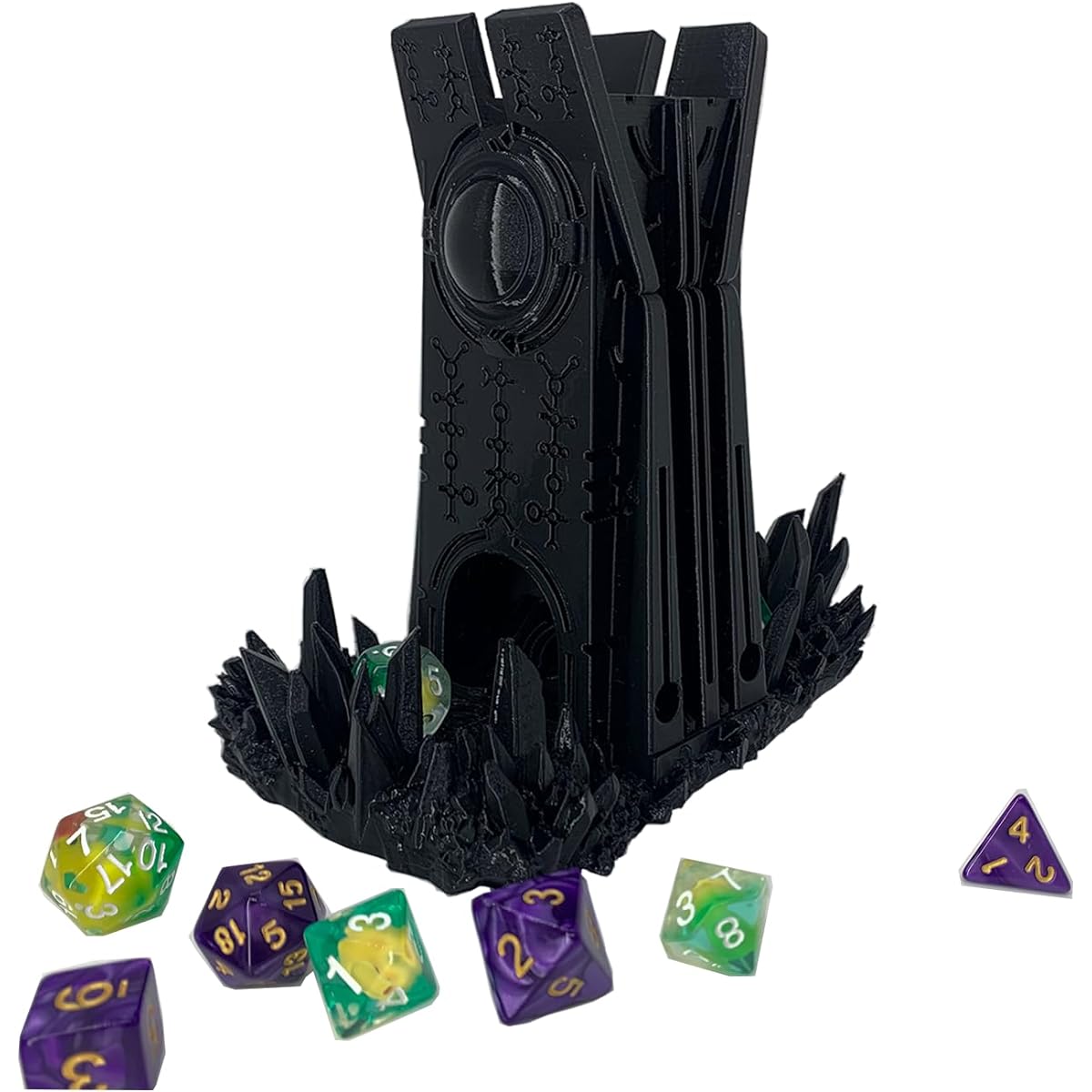 Tower Castle Retro Planet Tower DND Dice Rolling Tower and Tray Dungeons & Dragons RPG Tabletop Game Metallic Gold Color
