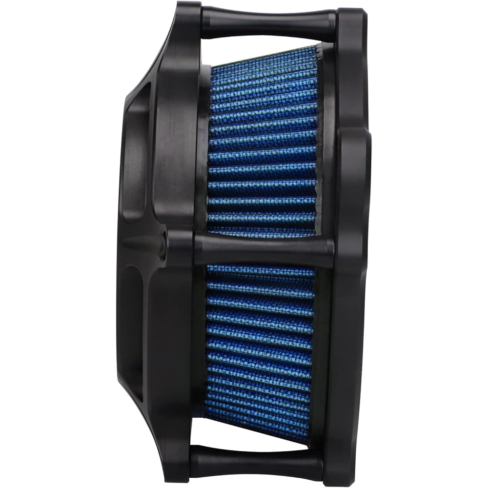 XMMT Matte Black Aluminum Cut Clear Air Cleaner Intake Filter for Harley Touring Street Glide Road Glide 2008-2016 Trike 2008-2016 Softail 2016-2017