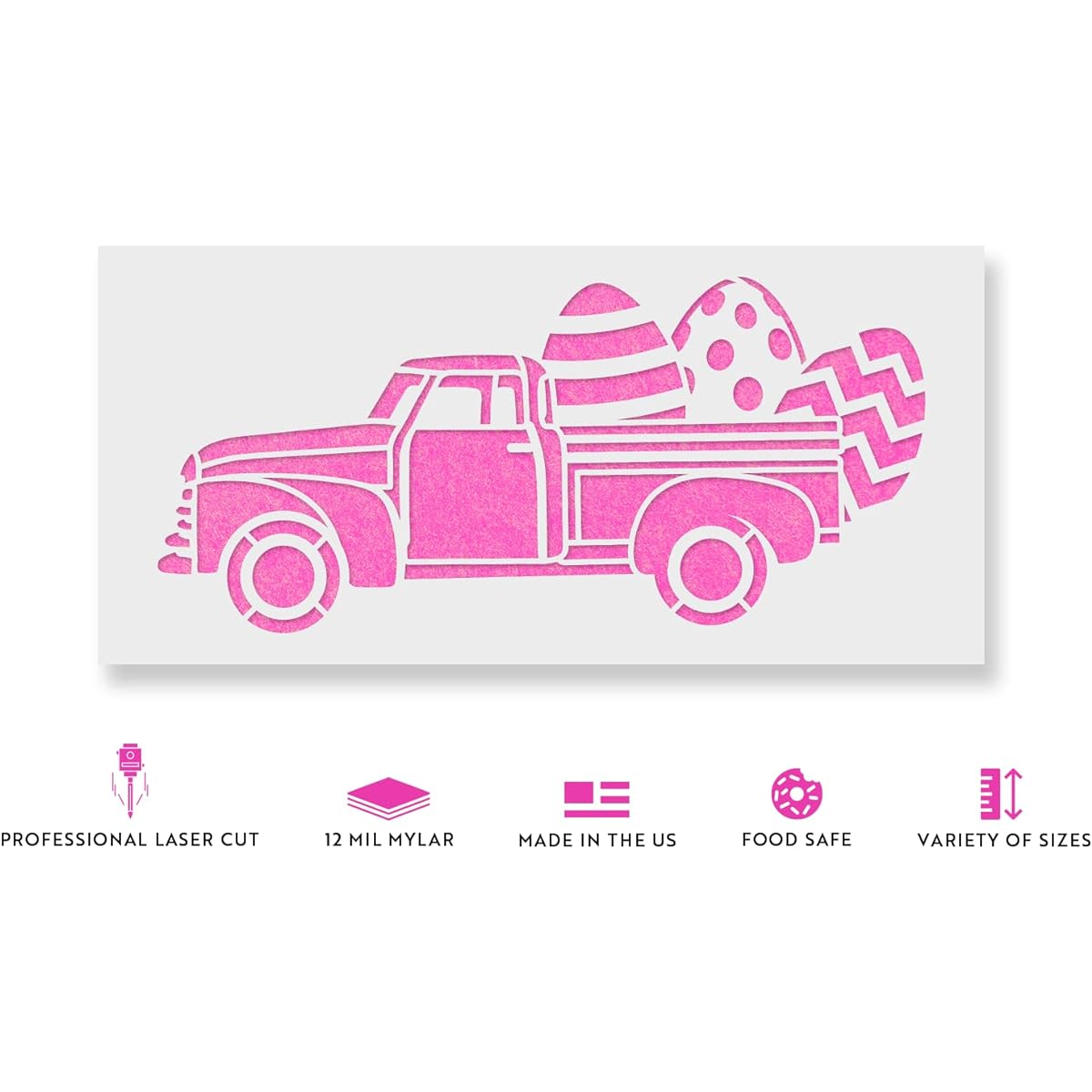 Easter Truck Stencil Templates - Reusable Stencils for Painting, Small & Large Sizes