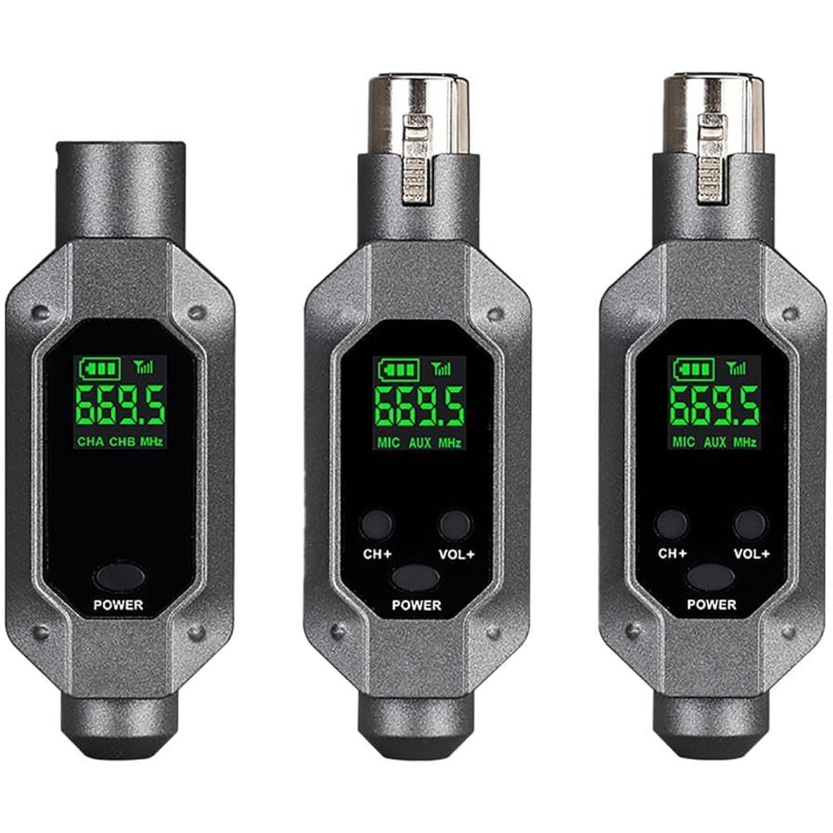 PEWETE Dynamic Microphone Cordless System Mixer Stereo Microphone Converter Adapter, 3 Pieces