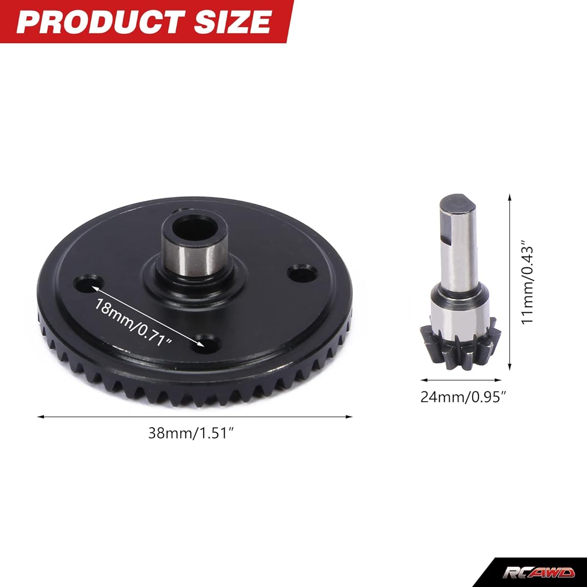 RCAWD 40Crmo Main Diff Gear Spur Gear 43T Spiral Main Input Gear 10T Spiral Cut Arrma 1/7 1/8 6s RTR Hop-up Upgrade Parts
