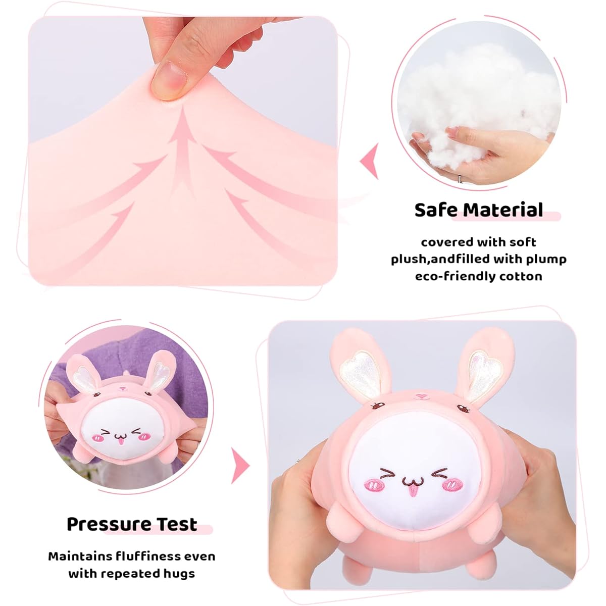 AIXINI Cute Cat Rabbit Plush Pillow 8 Inch Kitten Bunny Stuffed Animal Soft Cute Cat Plush Toy with Bunny Outfit Huggable Stuffed Animal Kids Toy Gift