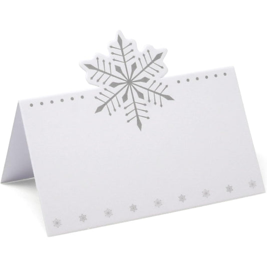 100 Christmas Snowflake Cutout Place Cards Flat Size: 4 x 3.5 inches, 300gsm White Cards, Print Only