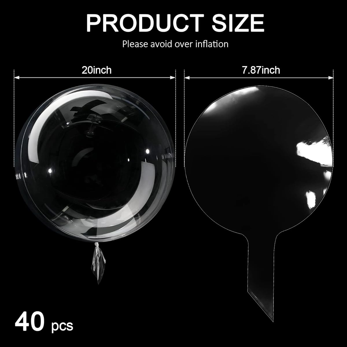 Boboballoons Clear Bubble Bobo Balloons 40pcs Prety Boboballoons Clean Boboballoons for Christmas Wedding Birthday Party Decorations (20 inch)