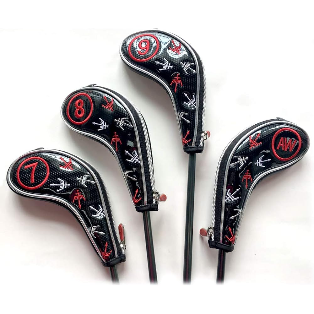 Sunbro Golf Left-handed or Right-handed Iron Cover Golf Enamel Luxury Embroidery Greek Culture Poseidon's Trident Set of 9