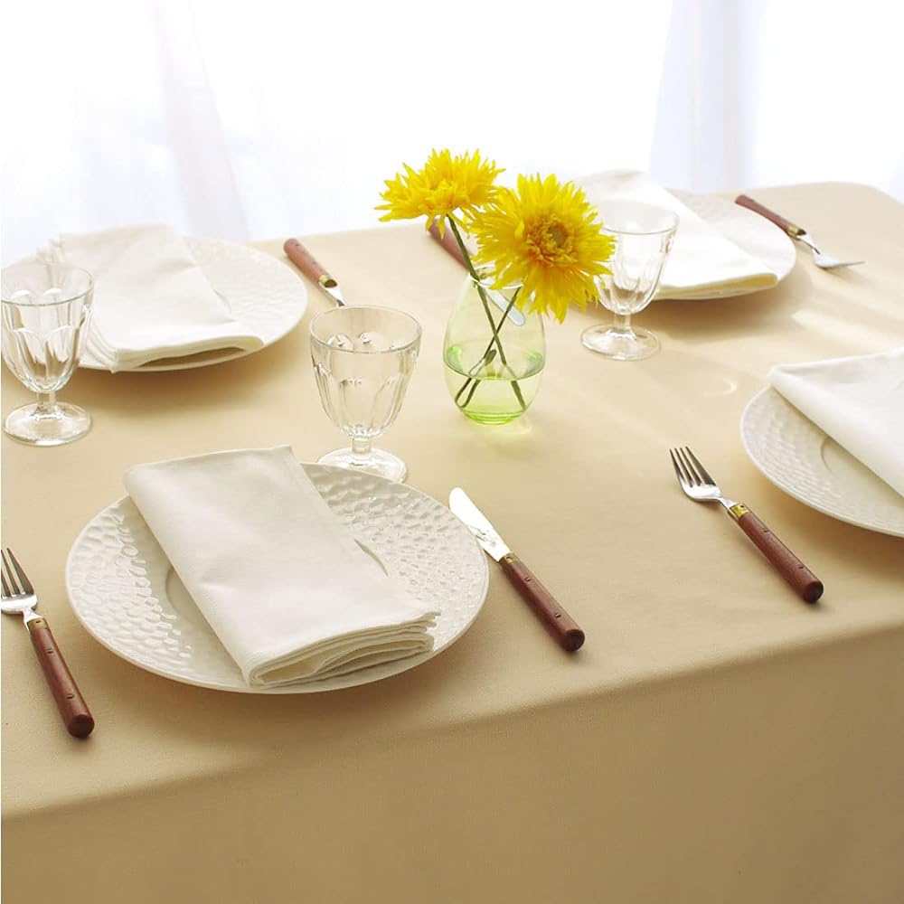 Blooming Nakanishi Table Cloth Delicious Color (Vanilla (Beige) / 130 x 200cm) For 4 People Water Repellent Rectangle Plain Machine Washable (Water Repellent Finished/Made in Japan) 400200-0001-20