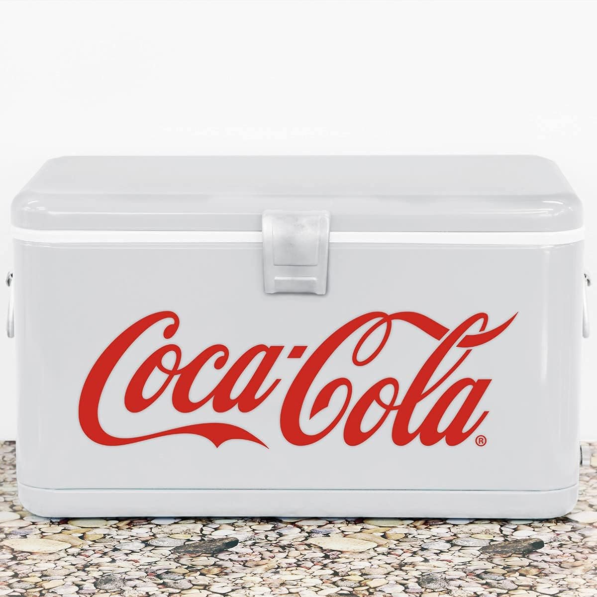 Retro Planet - Coca-Cola Script Cutout Vinyl Stickers Set of 2 Classic Coca-Cola Peel and Stick Decals for Fridge Cooler Soda Machine Car Bumper (5" x 16", Red)