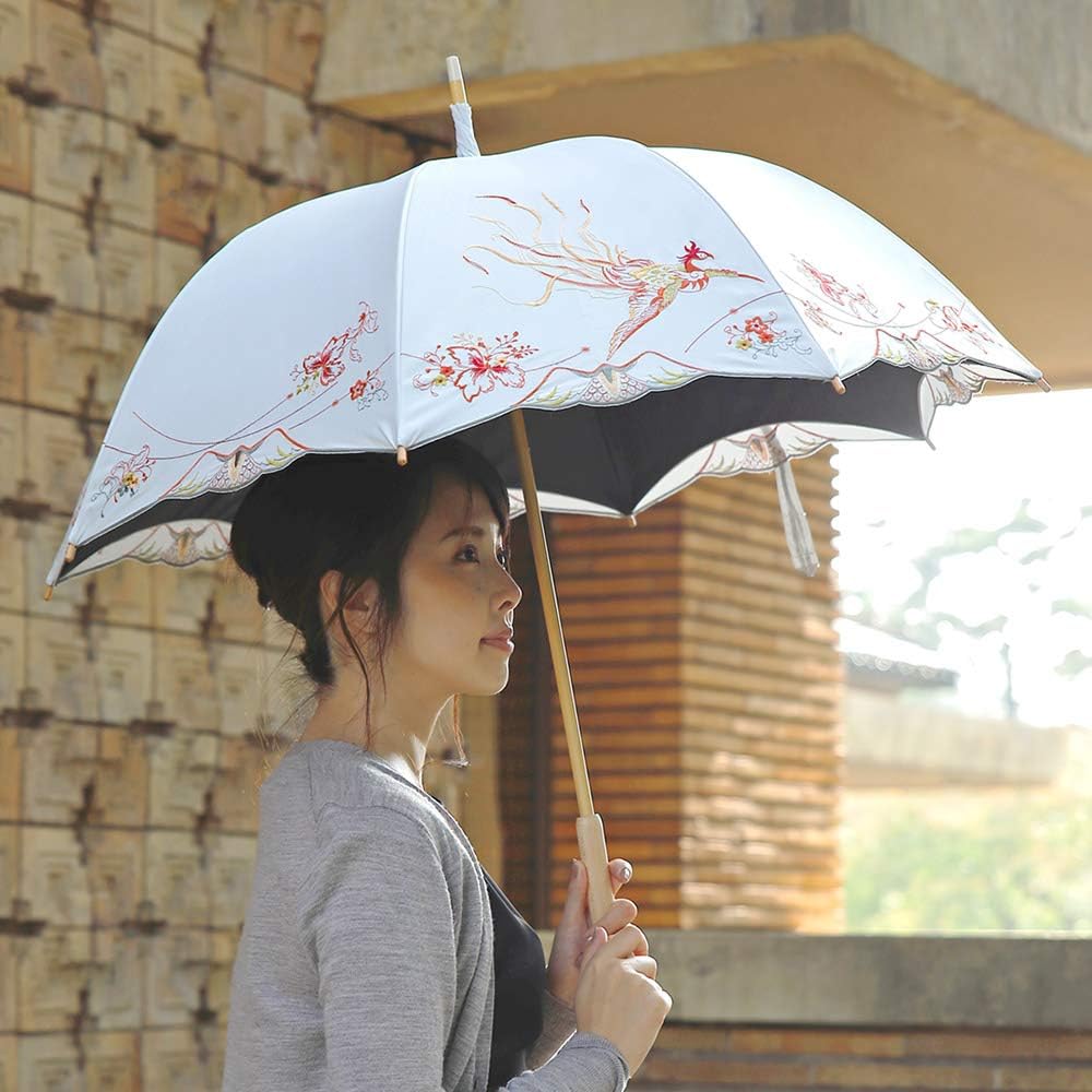 Parasol for both sun and rain, actress parasol premium, long parasol, sold by Shop Channel, completely blackout, heat shielding, UV protection, shaded, cool, special double layered, fully embroidered