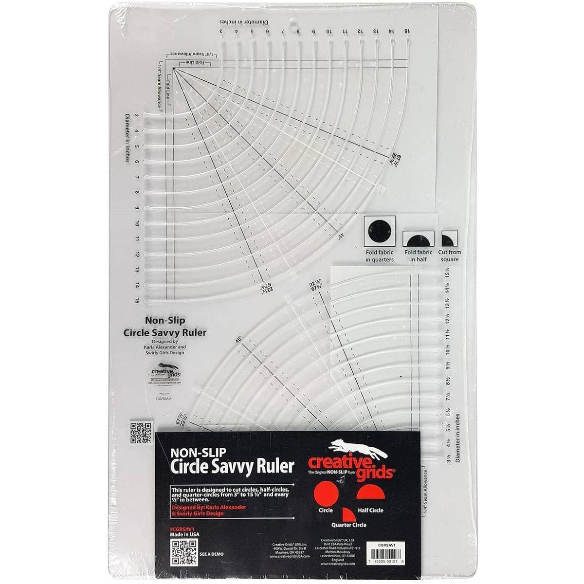 Creative Grids Circle Savvy Quilt Ruler (CGRSAV1) by Creative Grids