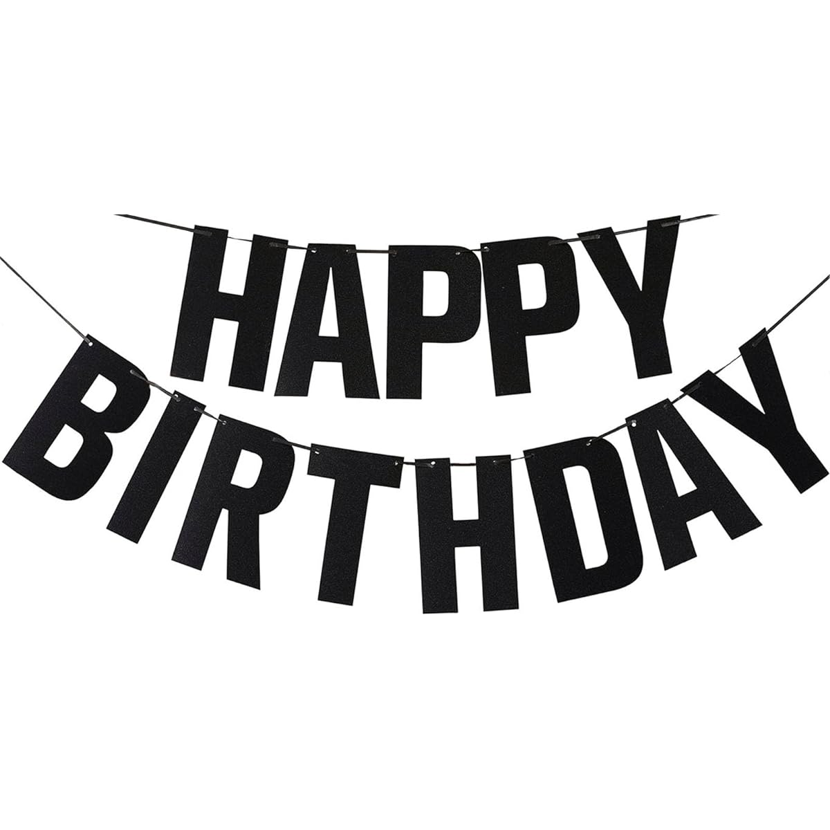 Black Happy Birthday Banner Glitter Happy Birthday Sign for Men Birthday Party Decorations